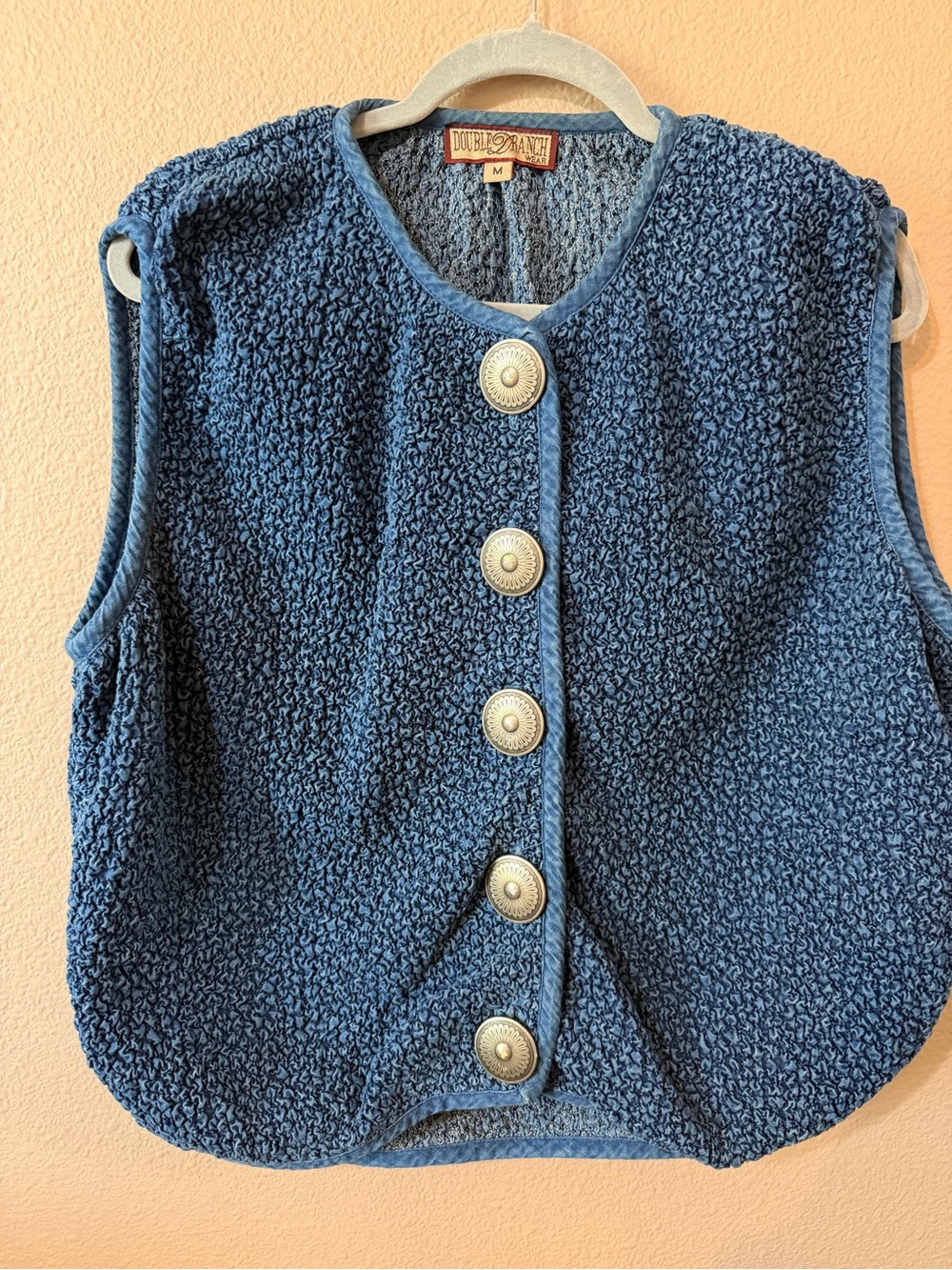 Double D Ranch Blue Textured Button-Front Vest